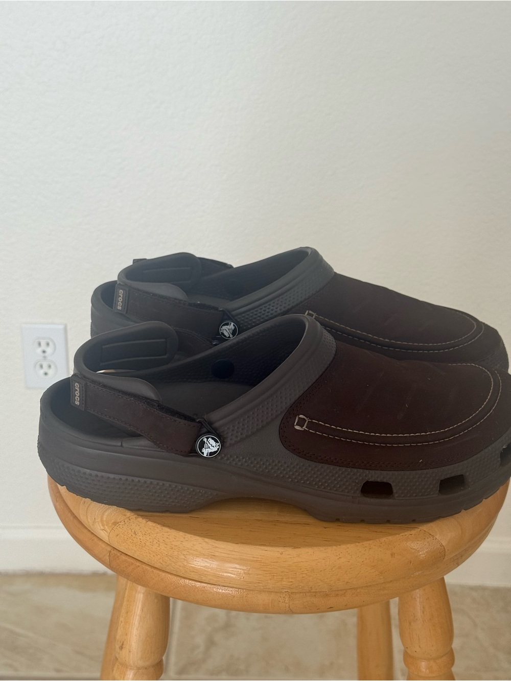 CROCS Men's Slip-On Clog in Dark Brown and Charcoal